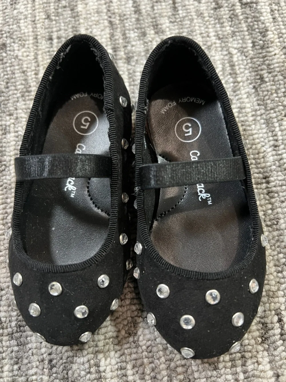 Cat & Jack - Girls' Black Embellished Mary Jane Shoes - Size 5